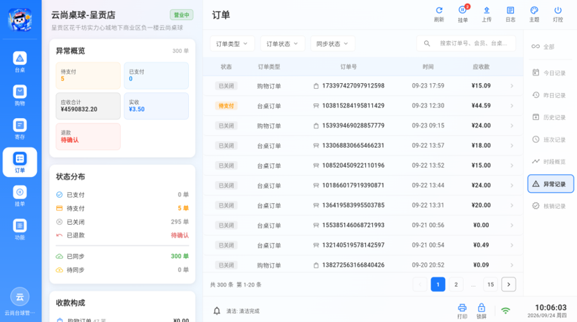 订单页面-异常概览