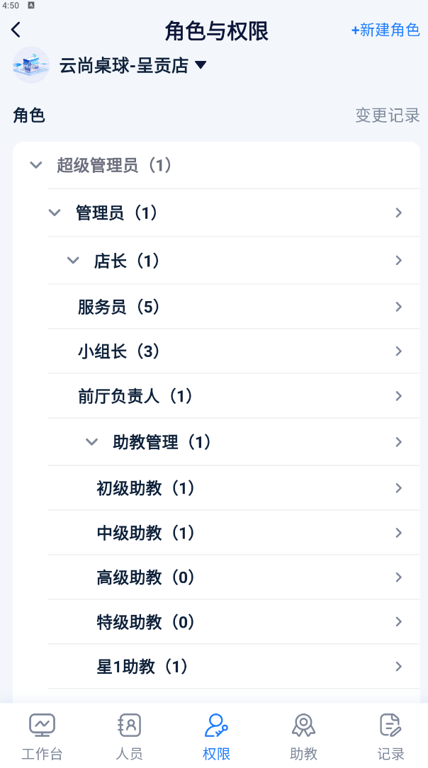 角色与权限列表